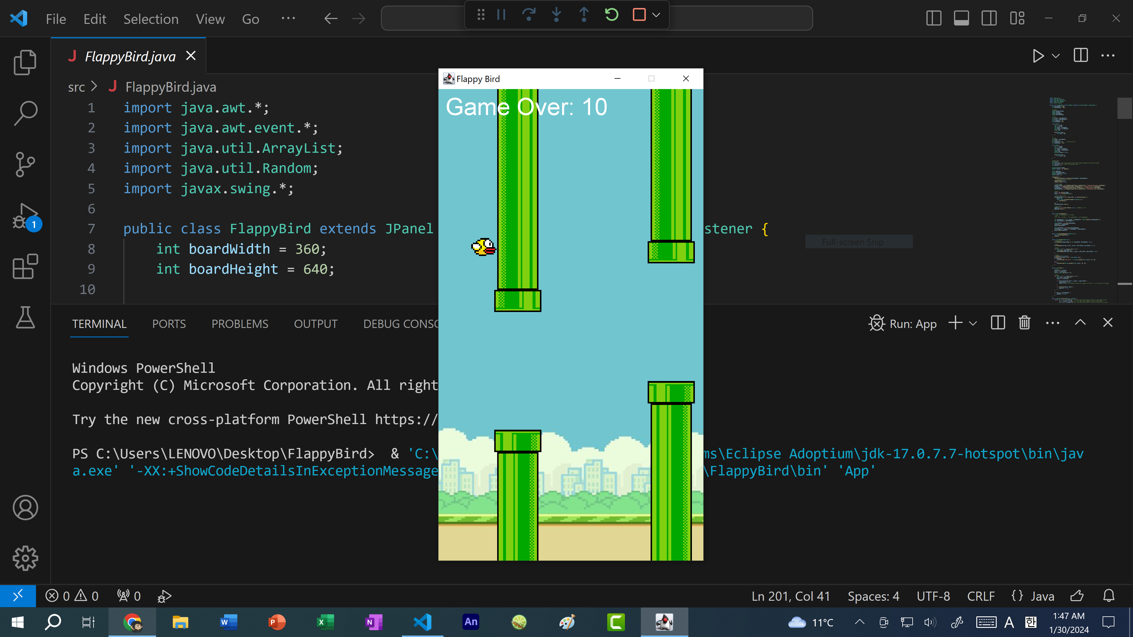 Flappy Bird — Java Swing Edition
